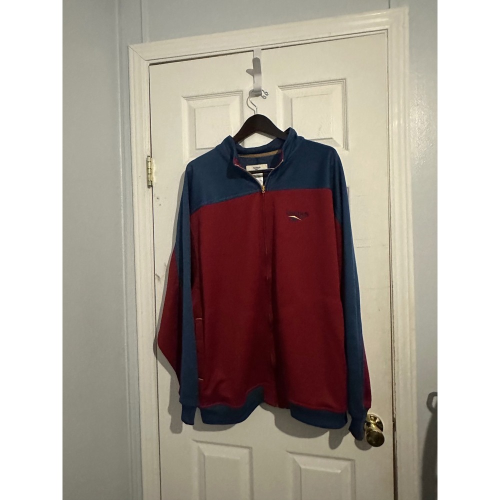 Reebok Vintage Full Zip Track Jacket Burgundy Navy Blue Colorblock Mens XXL